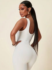Slimming Yoga Jumpsuit Square Neck High Stretch Sports Bodysuit
