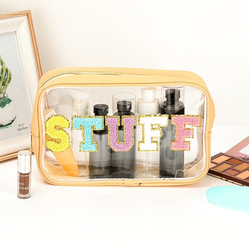 Plush Letter Pattern Zipper Makeup Bag