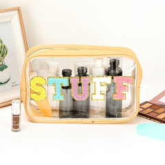 Plush Letter Pattern Zipper Makeup Bag