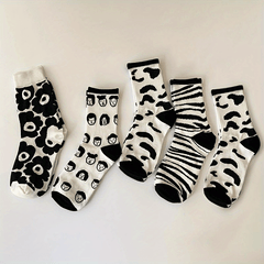 5 Pairs Cartoon Print Socks Women's Stockings