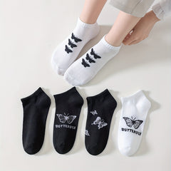 Butterfly Print Socks & Crew Short Socks Women's Stockings