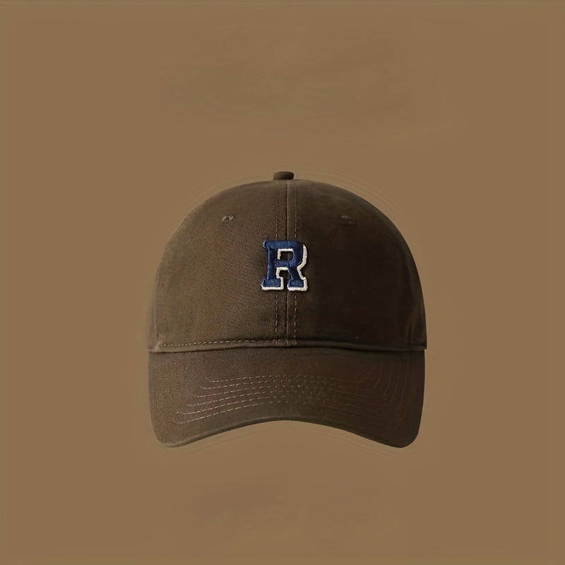 3D R Baseball Cap for Wide Head, Summer Cotton Peaked Cap for Men and Women