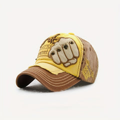 Cotton Sunshade Embroidered Fist Rivet Baseball Cap for Men