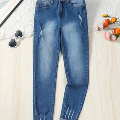 Girls Slim Fit Denim Pants with Pocket