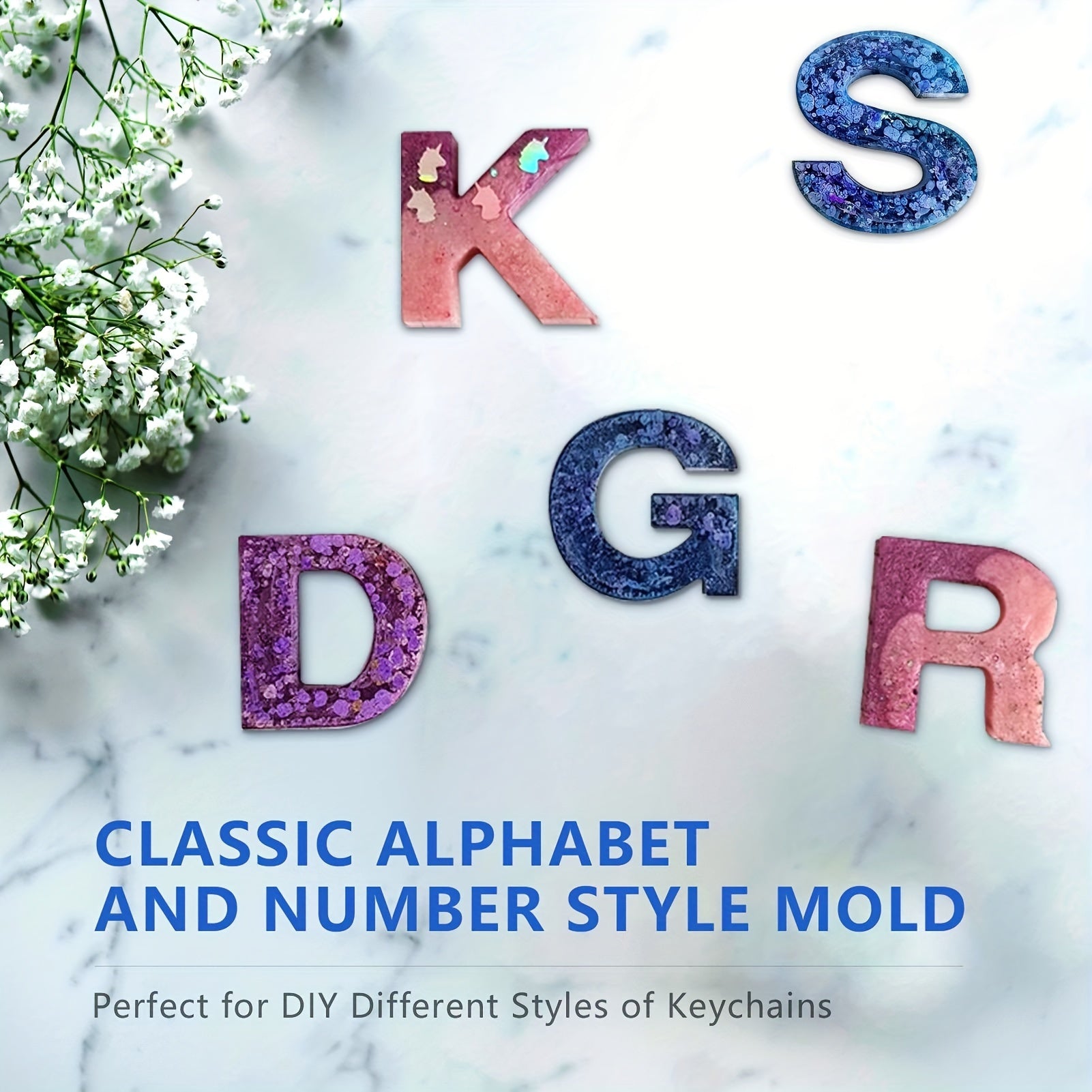DIY Letters Mold Alphabet Number Silicone Molds Jewelry Keychain Casting Mold
