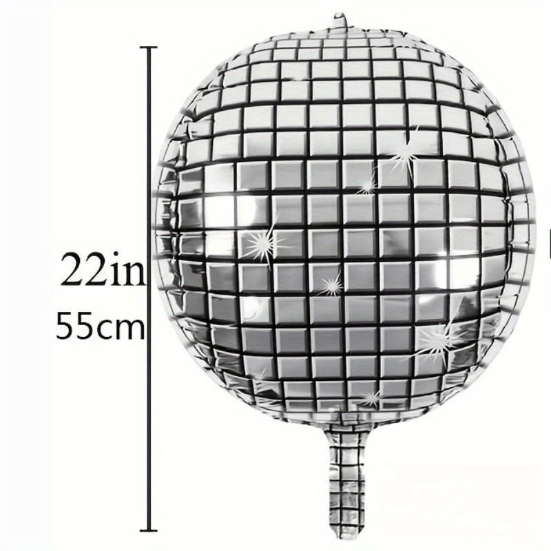 4D Large Silver Disco Balloons for Outdoor Party Decorations