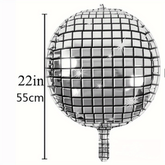 4D Large Silver Disco Balloons for Outdoor Party Decorations