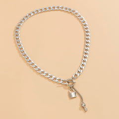Lock & Key Chain Necklace - Gothic Style Pendant