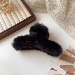 Minimalist Fluffy Hair Claw Plush Banana Clip Hairgrip