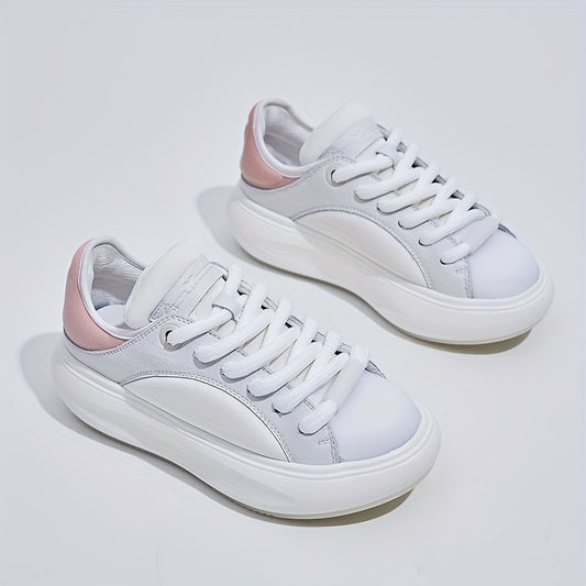 Women's Comfortable Board Shoes Lace Up Thick Sole Platform Running Shoes