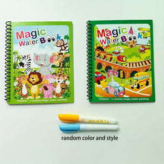 Kids' Magic Water Book 2pcs Reusable Educational Coloring Book Cartoon Theme