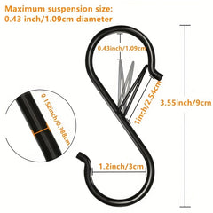 6pcs S Hooks Heavy Duty Safety Buckle Kitchen Closet Rod S Hooks 9.02cm