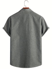 Short Sleeve Solid Button Down Shirt for Work & Comfort