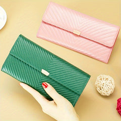 Women's Leather Wallet Large Capacity Clutch Snap Closure Multifunct