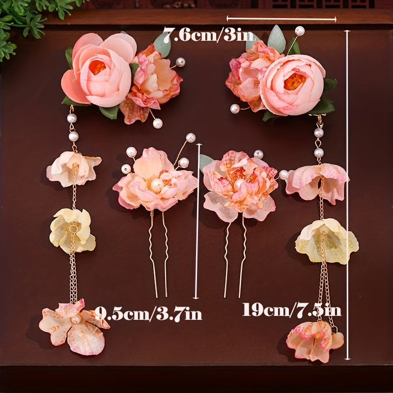 Chinese Style Flower Head Piece Hairpin Women's Accessories