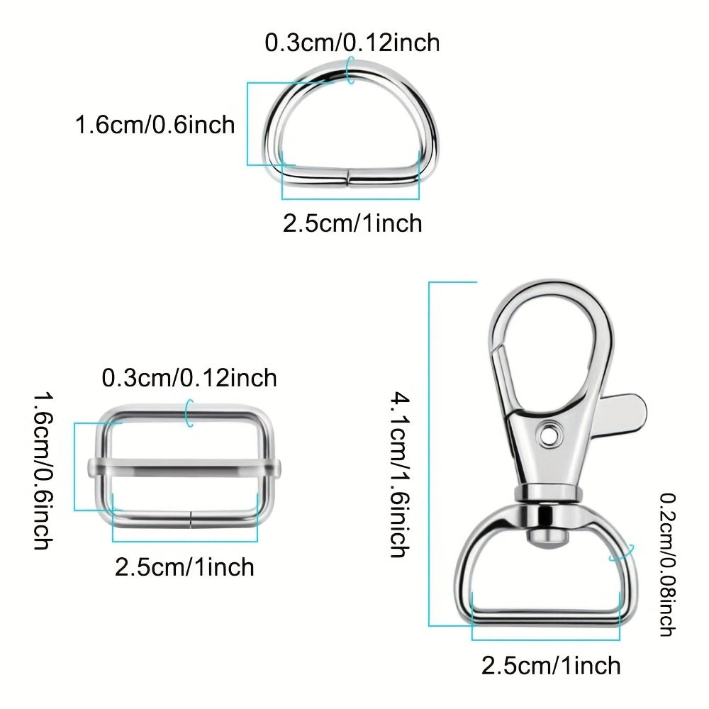 30Pcs Swivel Snap Hooks D Ring Slide Buckle Purse Hardware for Handbag