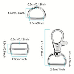 30Pcs Swivel Snap Hooks D Ring Slide Buckle Purse Hardware for Handbag