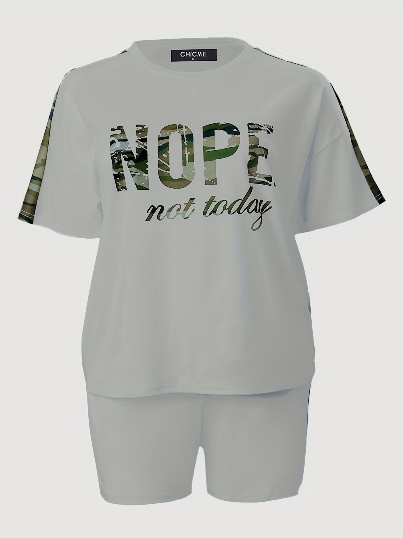  Letter Print Tee & Shorts 2 Piece Set
