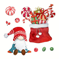 Cartoon Christmas Gnome Toilet Lid Sticker, Removable Decal Paper