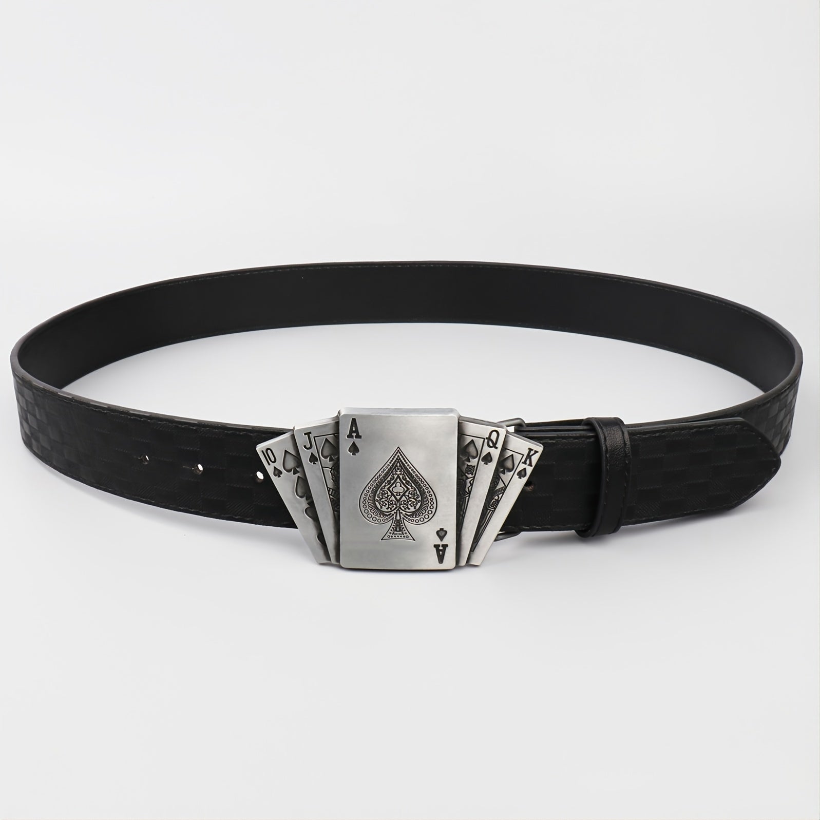 Men's PU Leather Floral Pattern Belt Gift For Father And Boyfriend