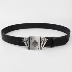 Men's PU Leather Floral Pattern Belt Gift For Father And Boyfriend
