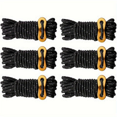 6pcs Reflective Camping Rope with Tensioner for Tarp Camping