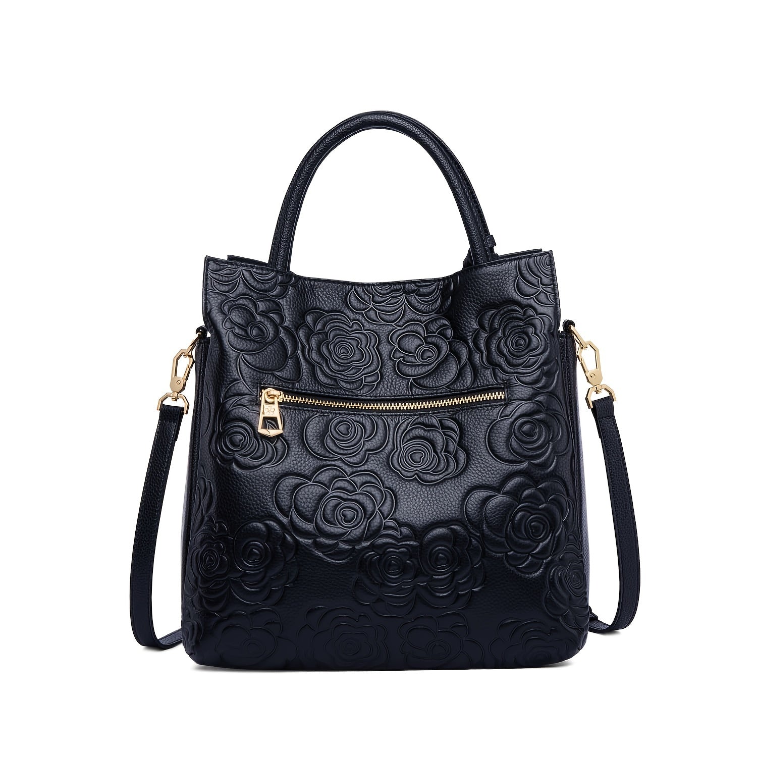 Floral Pattern Shoulder Bag With Zipper
