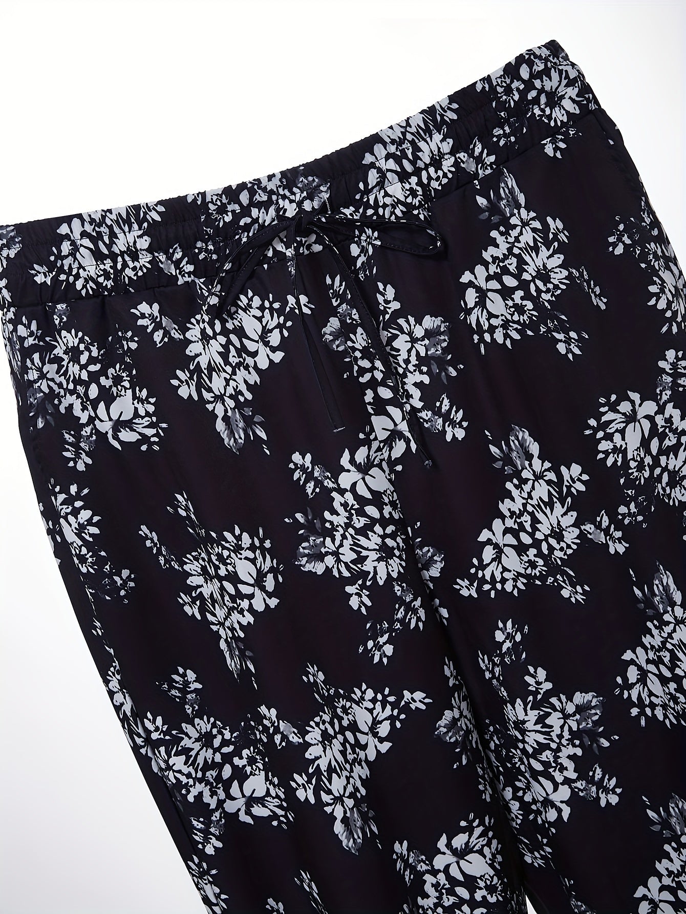 Women's Plus Floral Print Elastic Waist Joggers With Pockets
