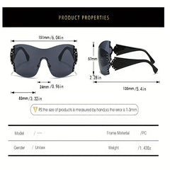Y2K Oversized Gradient Lens Rimless Sunglasses UV400