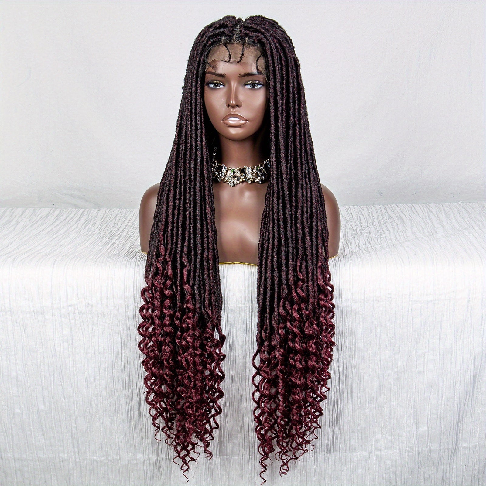 African Braided Spring Twist Lace Wig 86 cm