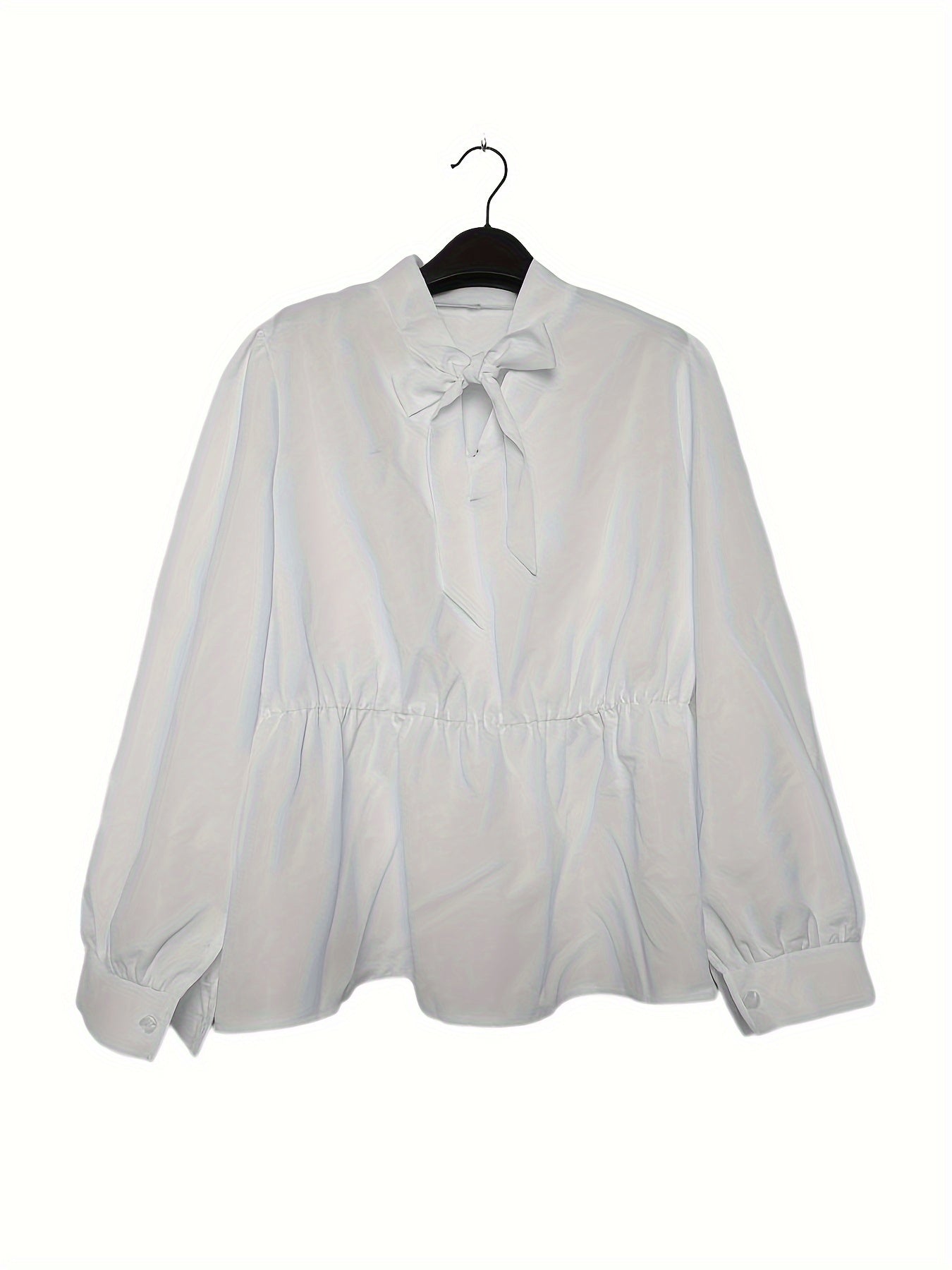  Tie Neck Peplum Shirt Top