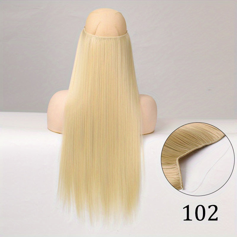 55 88 Cm No Clips Curly Hair Extension Fish Wire Natural Look Hairpiece