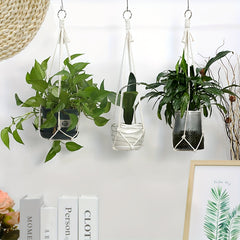 3pcs Macrame Plant Hanger Indoor Outdoor Hanging Basket 4 Legs Natural Cords