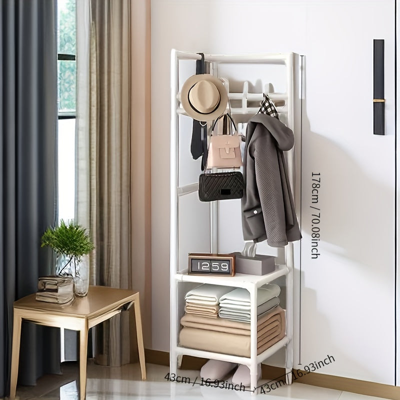 Sturdy Triangle Coat Rack Shoe Rack with 2-Tier Storage and 14 Hooks