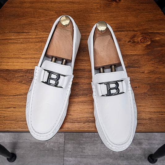 Men's Letter Decor Loafer Shoes Non-slip Driving Shoes