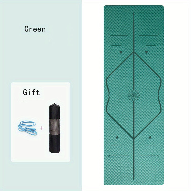 6mm Soft TPE Yoga Mat With Asana Guide Line & Storage Bag
