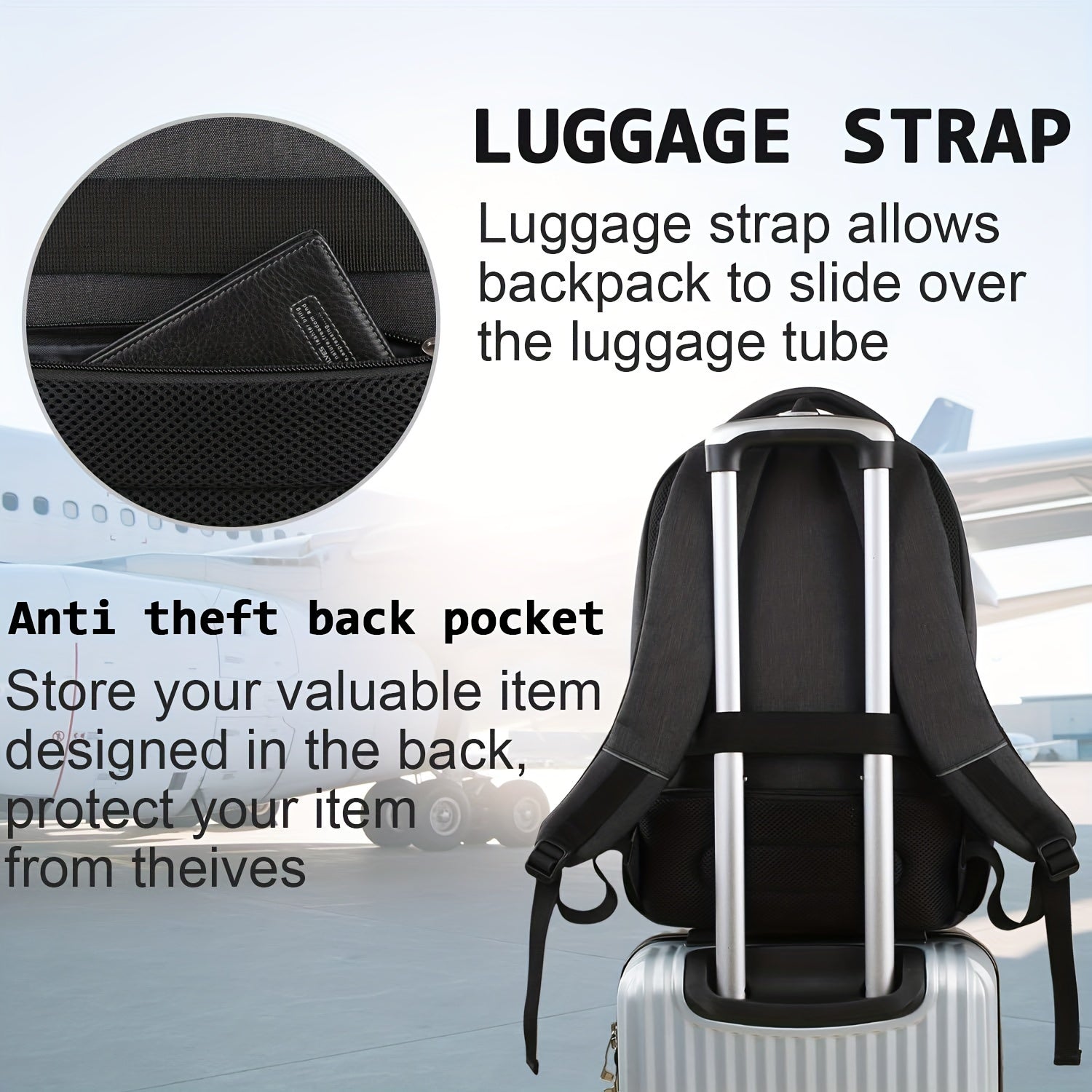 Slim Laptop Backpack Waterproof Anti-Theft Ergonomic 15.6 inch Business Travel