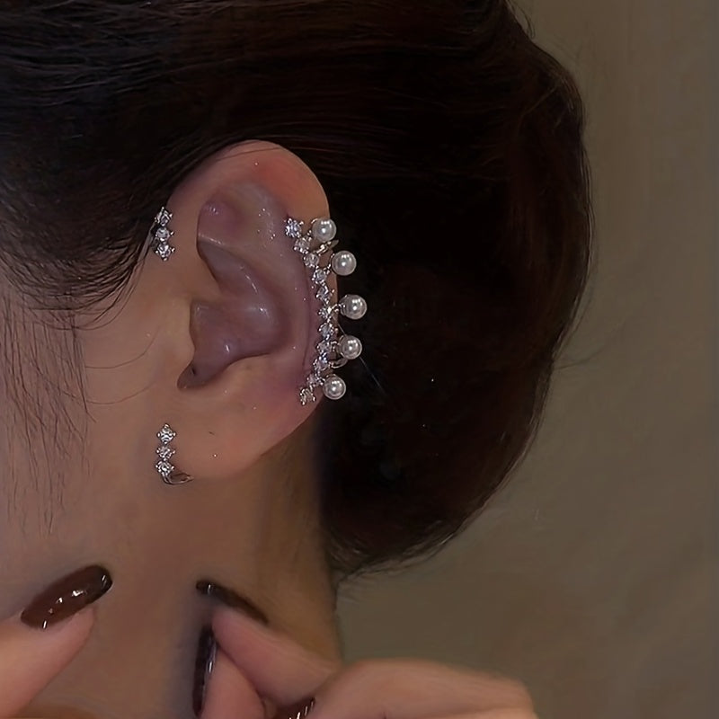Women's Pearl Rhinestone Ear Accessories - Holiday Gift