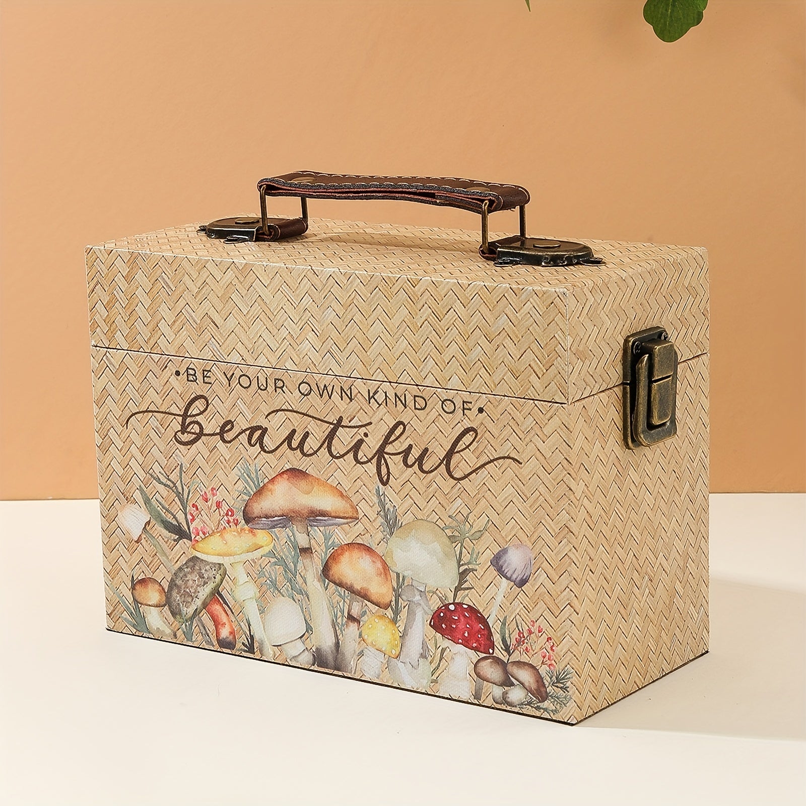 Bamboo Woven Pattern Wooden Storage Box PU Container