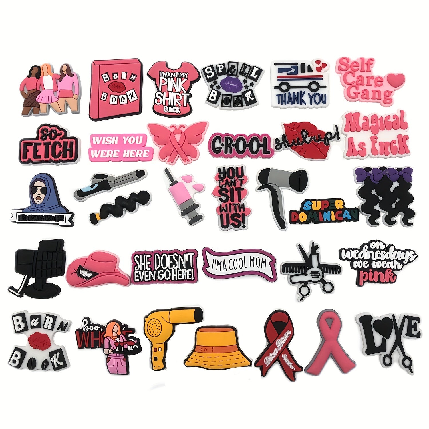 33pcs Pink Girls Theme Pvc Decorative Buckle For Shoes