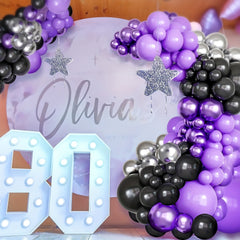 134pcs Purple & Silver Balloon Arch Garland Kit for Party Decoration