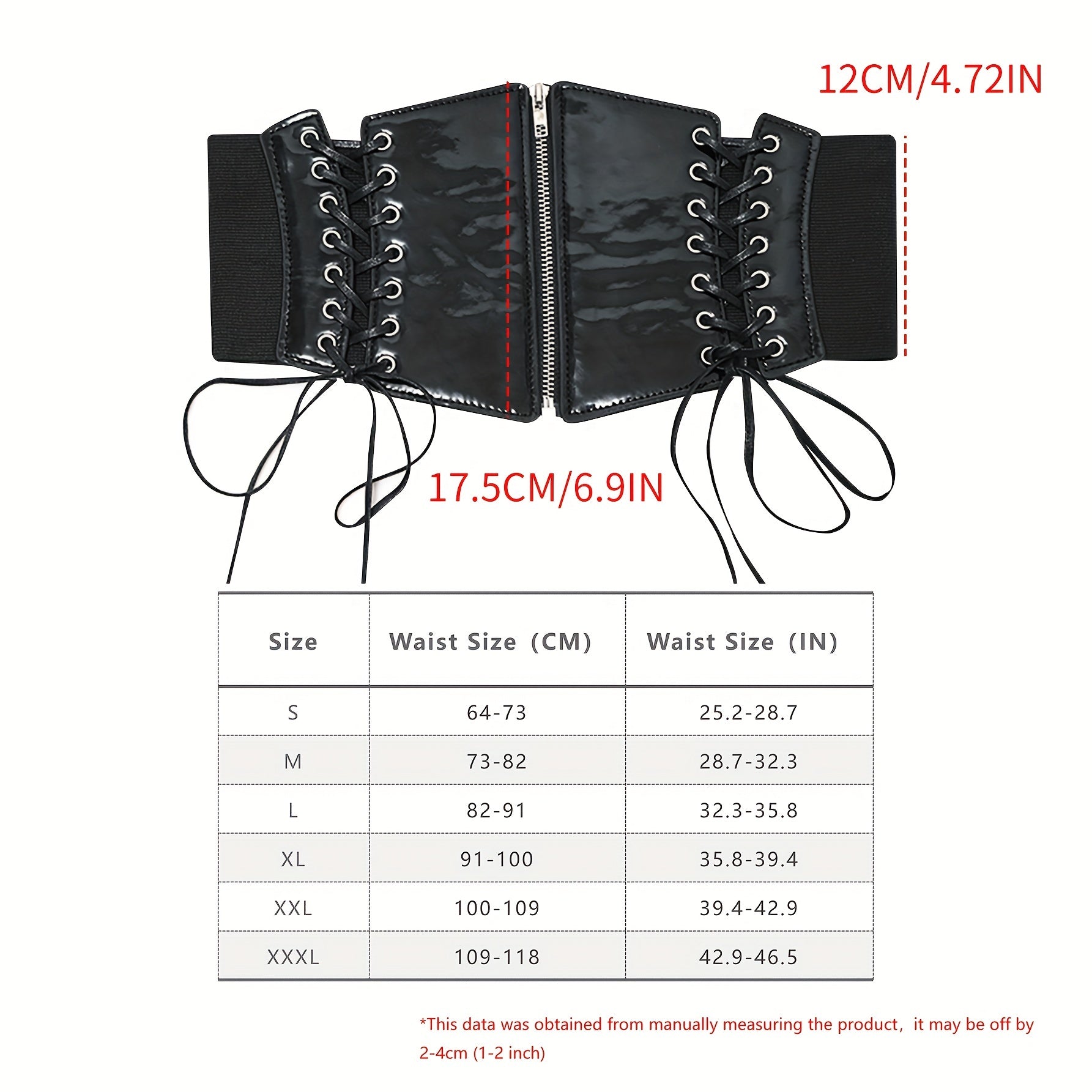 Bright Lace Up Zipper Belt Elastic Waspie Corset Belts Wide Waistband