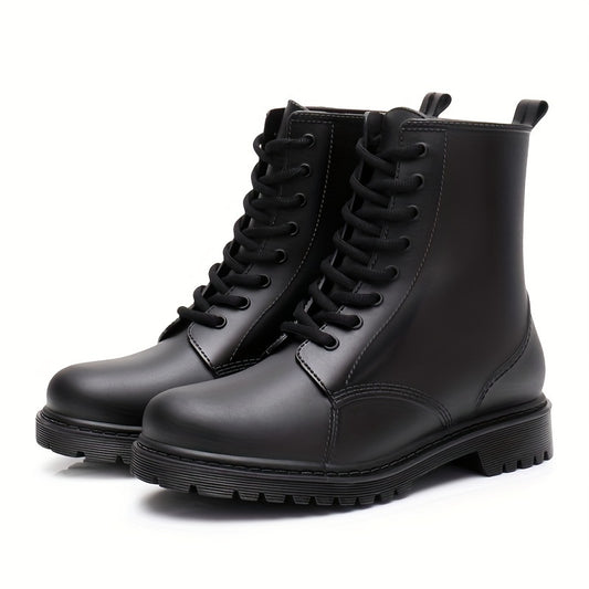 Women's Waterproof Lace Up Rain Boots Comfortable Non slip Outdoor Rain Boots