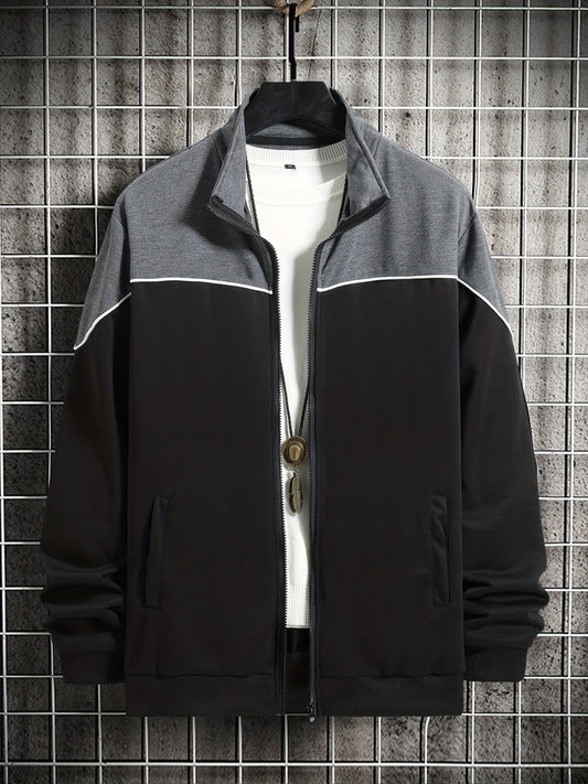 Contrast Stitching Sport Jacket Men's Casual Coat for Spring Autumn