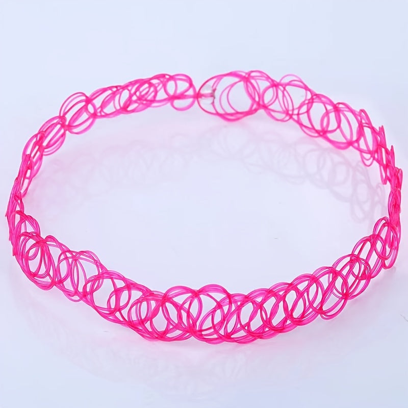12pcs Chokers Pendant Stretch Elastic Jewelry Henna Tattoo Cosplay Hair Accesor