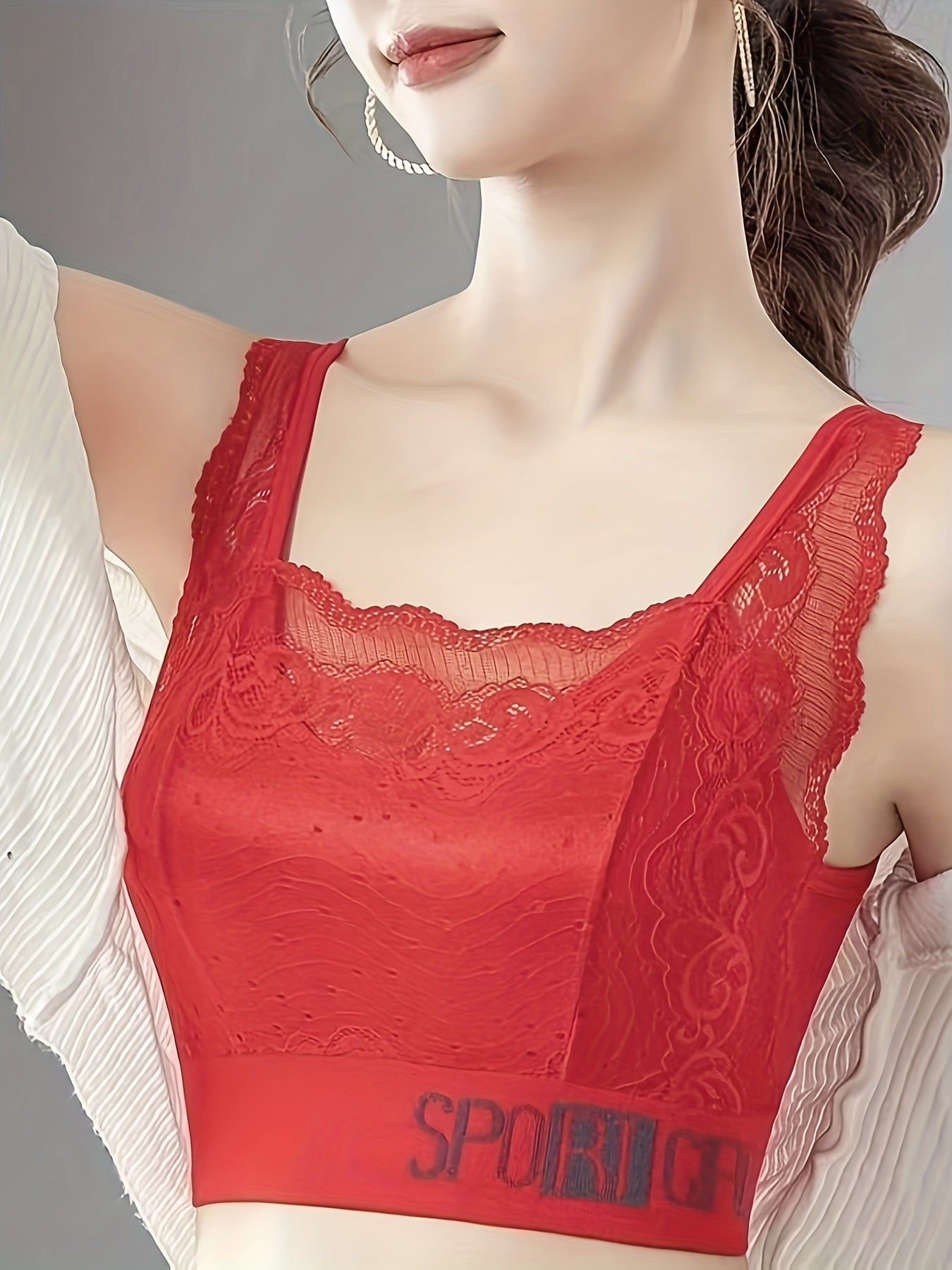 Contrast Lace Push Up Bra Breathable Anti-sagging Bra