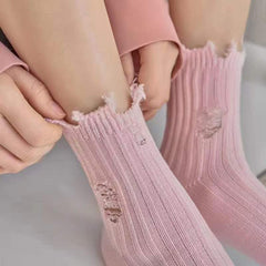5 Pairs Women's Ripped Mid Tube Stockings