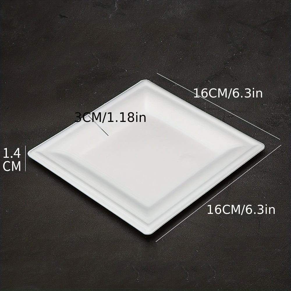 50Pcs 15 Square Biodegradable Plates Heavy Duty Nature By Sugar Cane Fibers