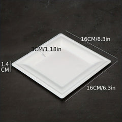 50Pcs 15 Square Biodegradable Plates Heavy Duty Nature By Sugar Cane Fibers