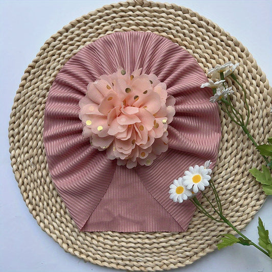 Baby Girls Sweet Brimless Hats Soft Flowers Decor Head Wrap